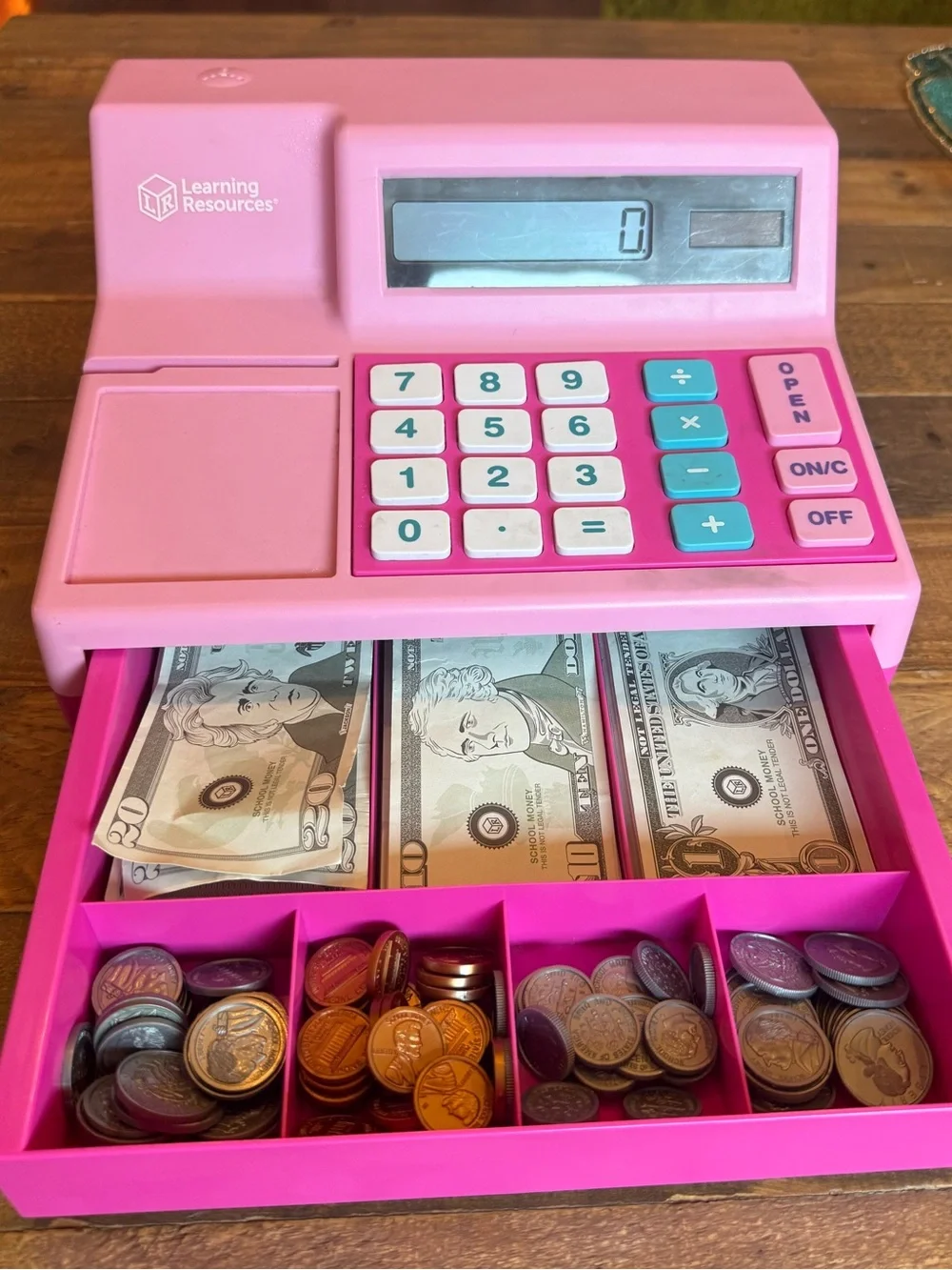 Kids Pink Play Cash Register Toy - Learning Resources